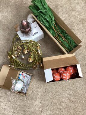 Assorted Christmas DIY Craft Supplies Set* Branches*Ornaments*Acrylic Paints*NIB